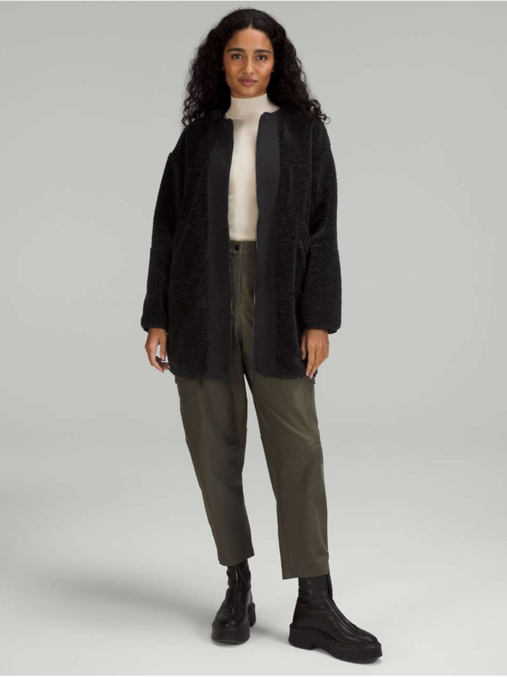 NWT lululemon athletica Black Textured Fleece Full Zip jacket